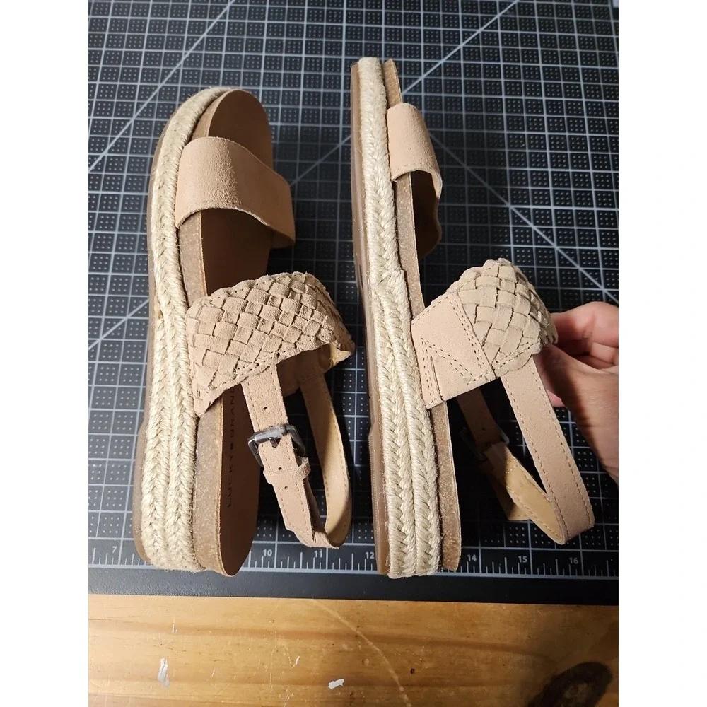 Lucky Brand Women's Gloreah Espadrille Sandal Wedge‎ size 5 Beige